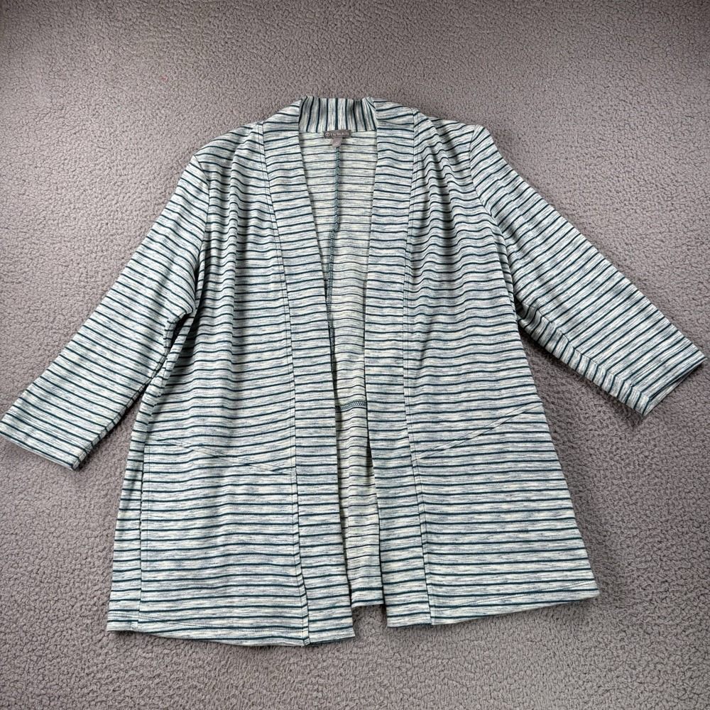 T By Talbots Cardigan Womens X (12) Open Front Pockets Textured 3/4 Sleeve